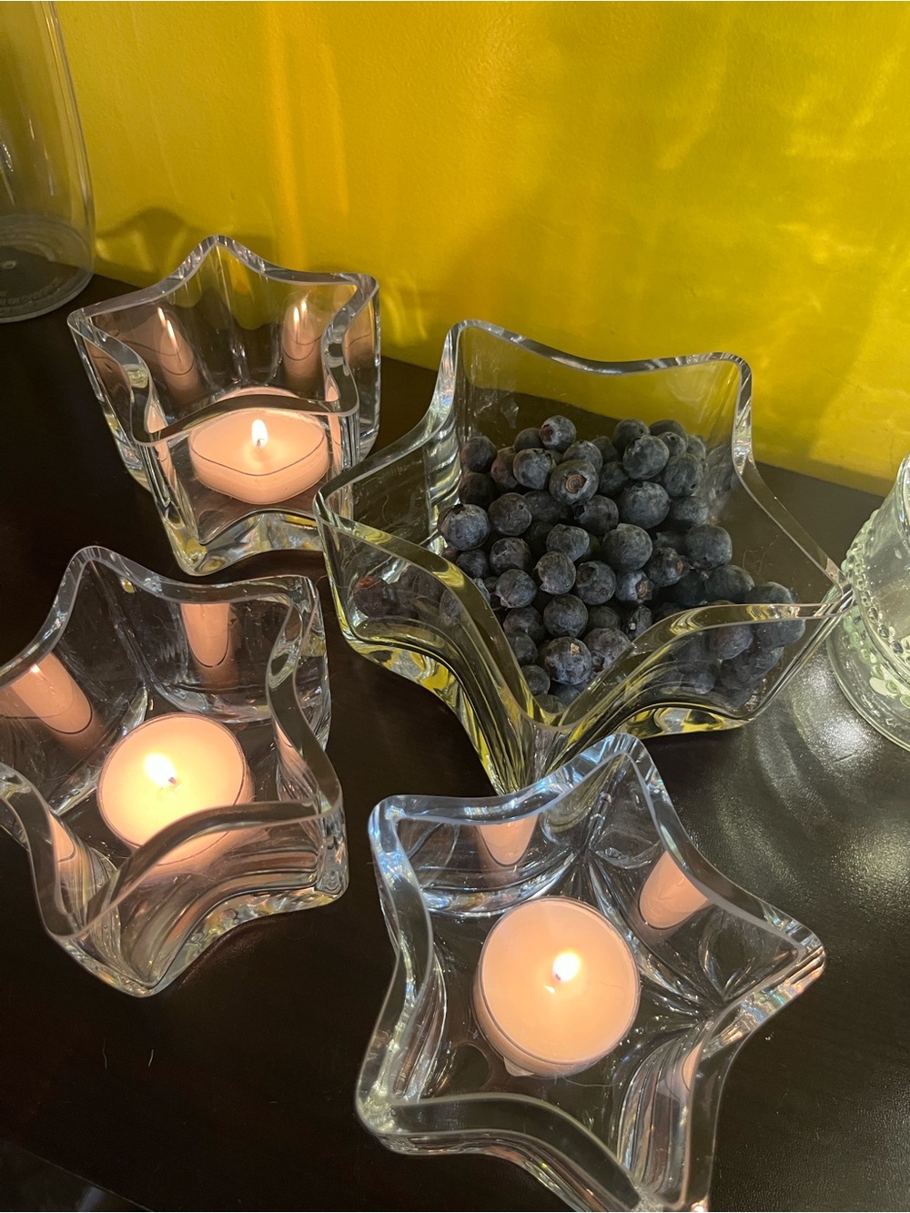 Crate and Barrel Star bowl and 3 votive holders set - Made in Poland